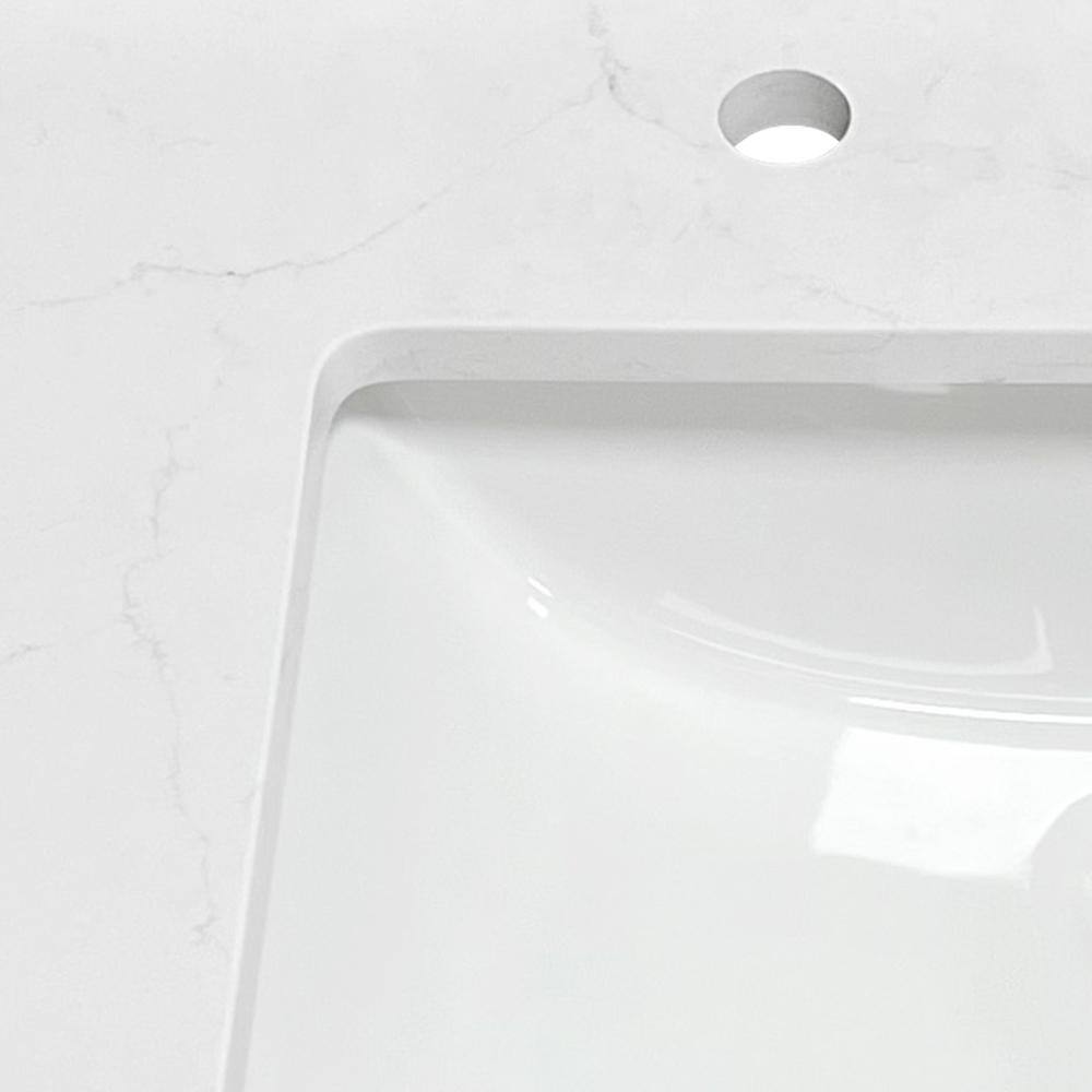 Bianco Bella 61'' White Quartz Double Undermount Sink Vanity Top
