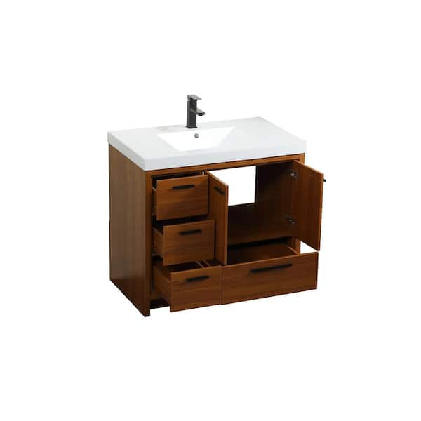 EcoDecors Significado 36 in. L Teak Vanity Cabinet Only in Natural Teak  ST-BT-36-1 - The Home Depot