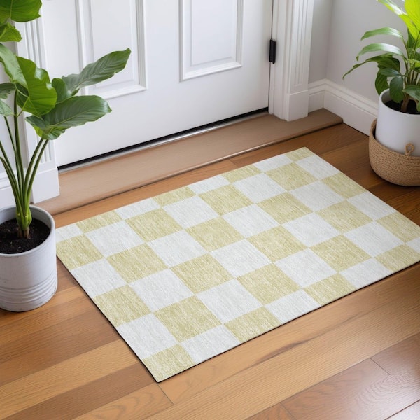 Chantille Machine Washable Indoor/Outdoor Abstract ACN2345 Wheat 2 ft. x 3 ft. Accent Rug
