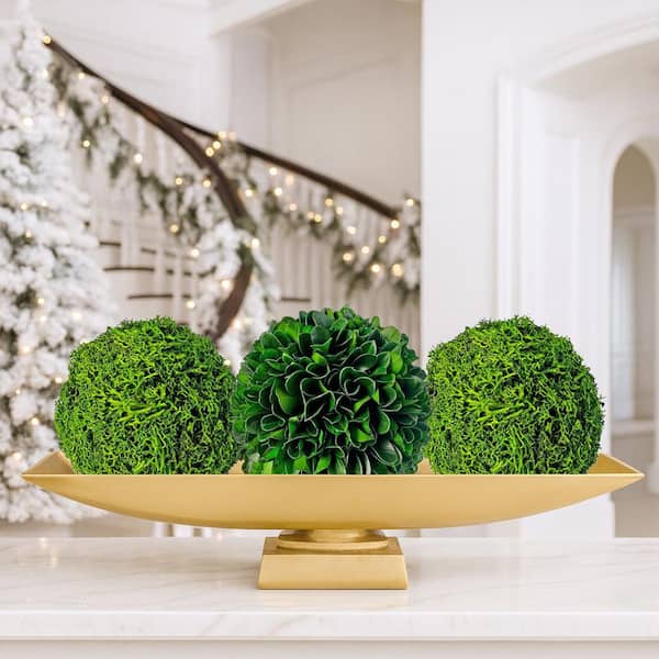 castellousa Non Artificial Preserved Boxwood Cockscomb Topiary Tree Balls (Set of 3)