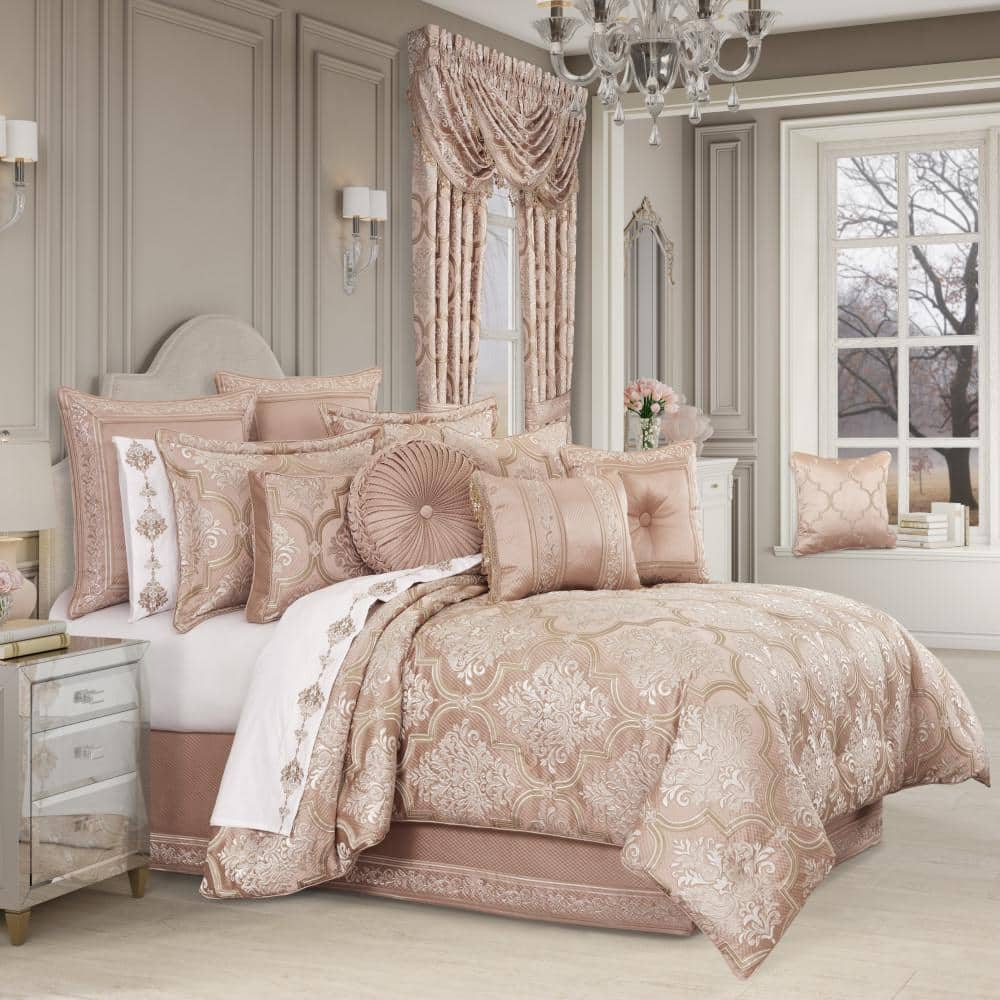 Rosalita 4-Piece. Blush Polyester King Comforter Set 96 X 110 in ...