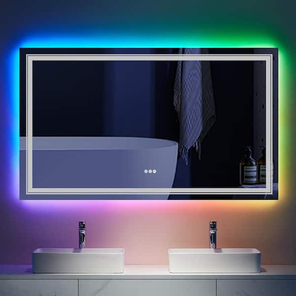 Bathroom LED Vanity Mirror Dimmable Anti-fog Smart RGB Backlit +