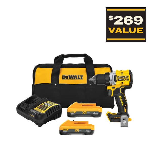 20V XR Lithium-Ion Cordless Brushless 1/2 in. Drill/Driver Kit with (2) 4.0 Ah Batteries and Charger