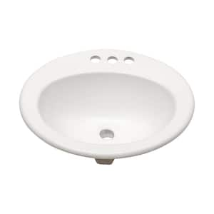 20 in . Undermount Oval Bathroom Sink with Faucet Hole in White Ceramic