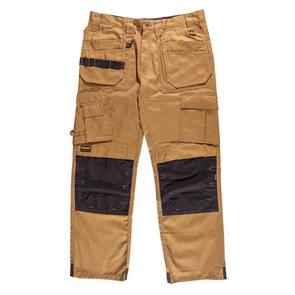 DEWALT ProTradesman Men's 30 in. W x 31 in. L Tan Polyester/Cotton/Elastane  Heavy-Duty Stretch Work Pant DXWW50023-Tan-30/31 - The Home Depot