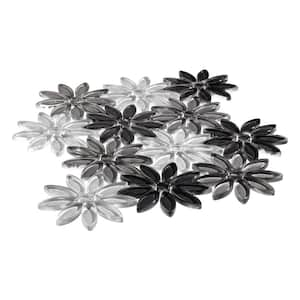 Fresh Ticia Black/Gray 9.5 in. x 11.5 in. Floral Pattern Smooth Polished Glass Mosaic Tile (3.8 sq. ft./Case)