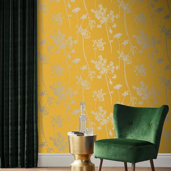 Anthriscus Summer Yellow Floral Paste the Wall Wallpaper