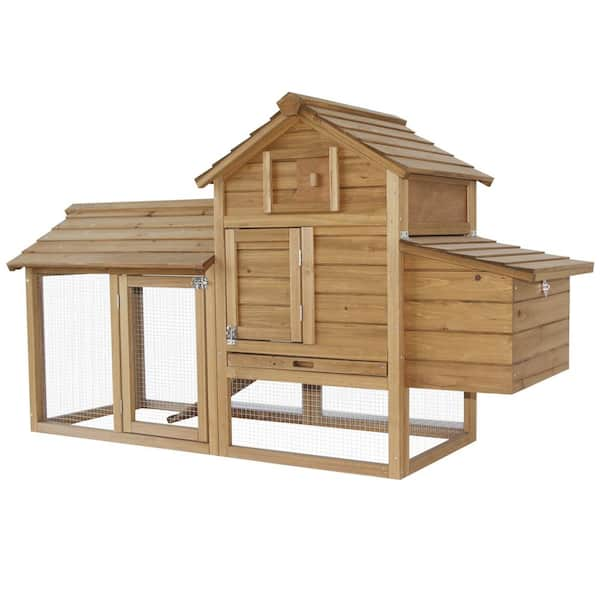 PawHut Wooden Natural 0.0002 -Acre In-Ground Chicken Fence Chicken coop ...