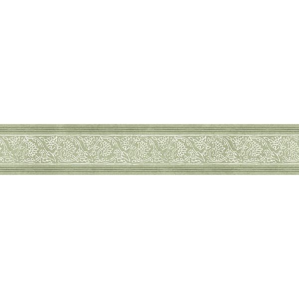 Carved Floral Green Trim Wall Border