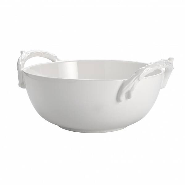 Over and Back 96 oz. White Nordic Stoneware Serve Bowl