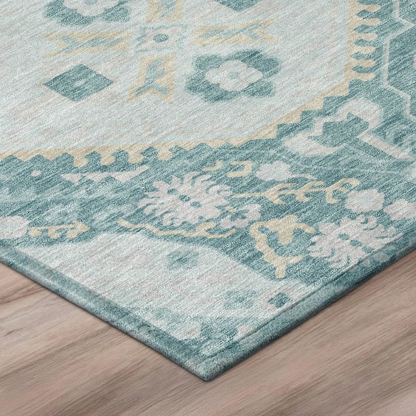Chantille Machine Washable Indoor/Outdoor Abstract ACN3103 Teal 2 ft. x 3 ft. Accent Rug