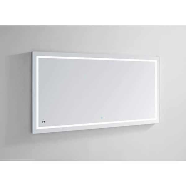 Aquadom Daytona 84.00 in. W x 36.00 in. H Frameless Rectangular LED Light Bathroom Vanity Mirror in Clear