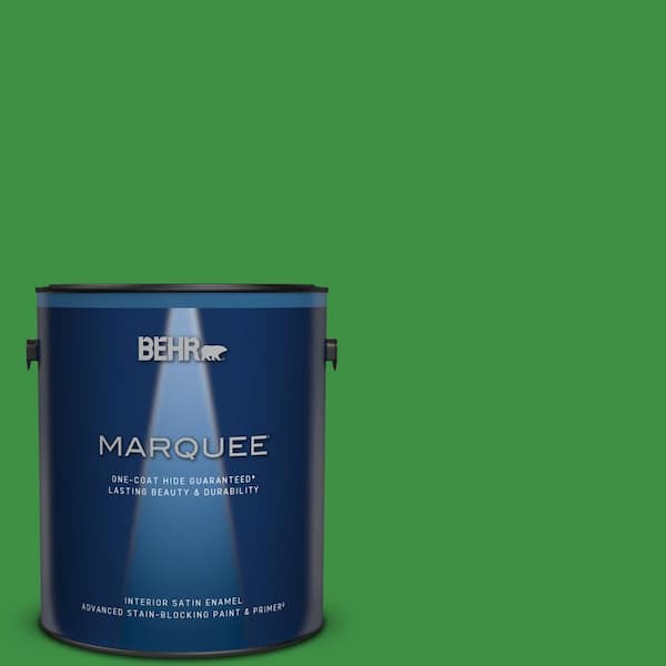 BEHR MARQUEE 1 gal. #440B-7 Par Four Green Satin Enamel Interior Paint & Primer