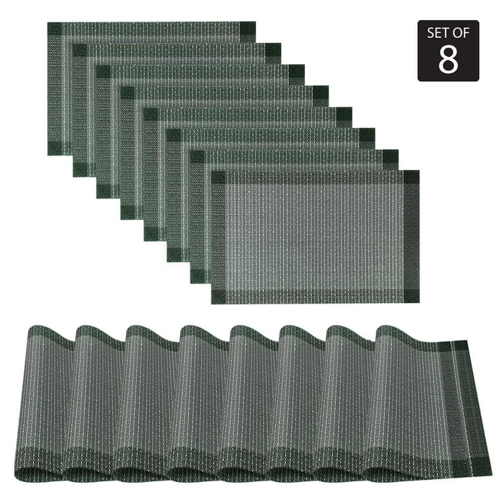 Palermo 13 in. x 19 In. Blues and River Blue PVC Placemats Set of 8