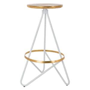 Galexia 30 in. White and Gold Bar Stool