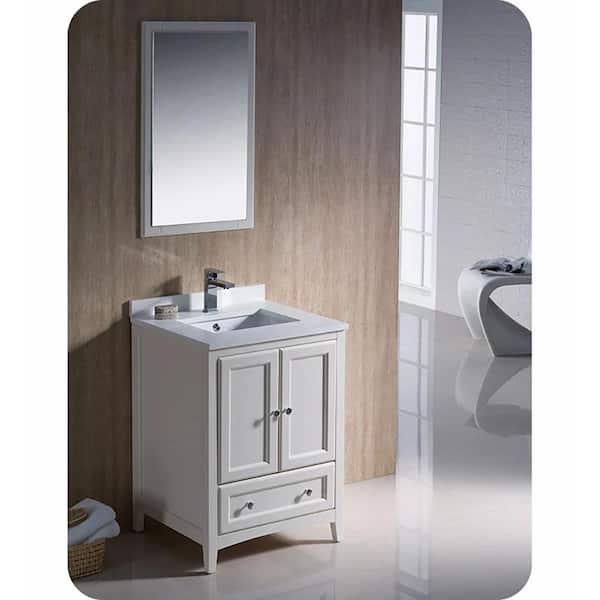 Adelina 24 inch Corner Antique Bathroom Vanity White Wood Finish