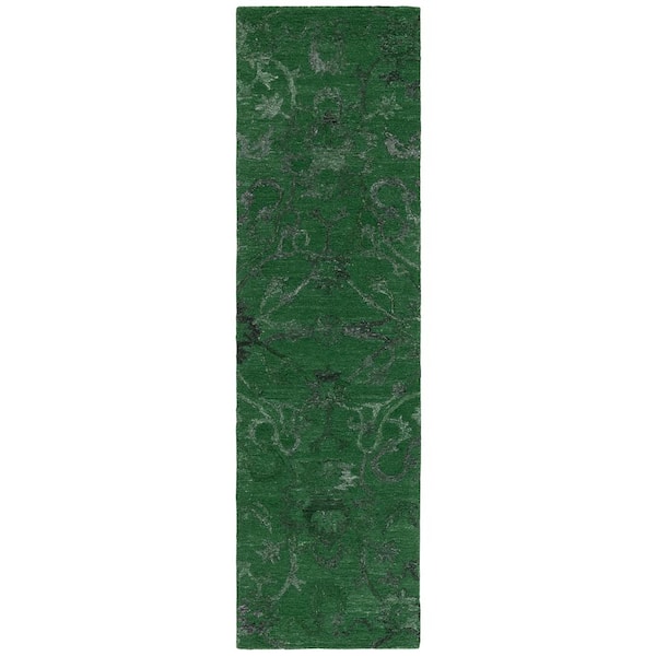 SAFAVIEH Anatolia 2 ft. x 8 ft. Dark Green Traditional Garden Runner Rug
