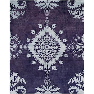 Stone Wash Deep Purple 8 ft. x 10 ft. Floral Area Rug