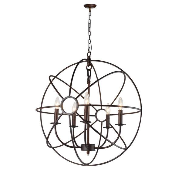 Unbranded Infinity 5-Light Rustic Black Orb Chandelier