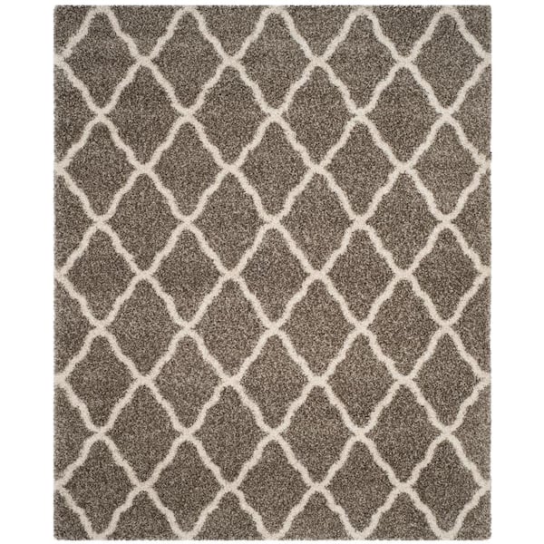 SAFAVIEH Hudson Shag Gray/Ivory 8 ft. x 10 ft. Trellis Area Rug
