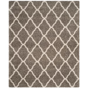 Hudson Shag Gray/Ivory 9 ft. x 12 ft. Trellis Area Rug