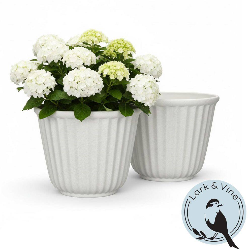 Kensington White Resin Recycled Materials Planter with Drainage Hole (15.9 in. L x 15.9 in. W x 12.6 in. H) (2-Pack) price history on PriceWatchPro