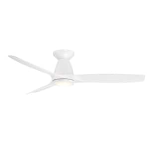 Skylark 54 in. Smart Indoor/Outdoor Flush Mount Matte White Ceiling Fan Plus Selectable CCT Integrated LED Plus Remote