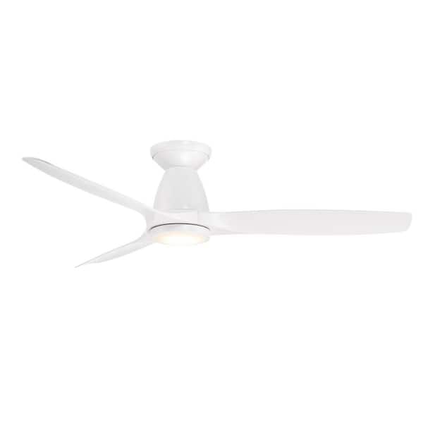 Skylark 54 in. Smart Indoor/Outdoor Flush Mount Matte White Ceiling Fan Plus Selectable CCT Integrated LED Plus Remote