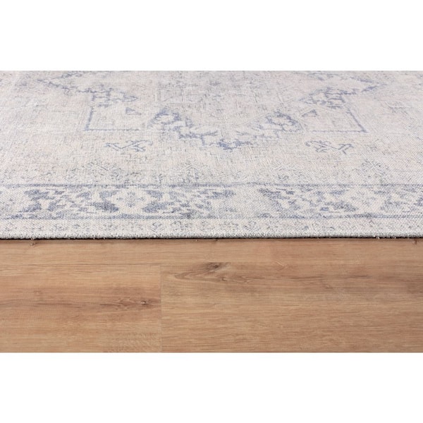 Calista Medallion Machine Washable Blue 9 ft. x 12 ft. Area Rug