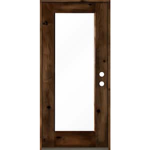 36 in. x 80 in. Rustic Knotty Alder Left Hand Full-Lite Clear Provincial Stain Wood Inswing Single Prehung Front Door