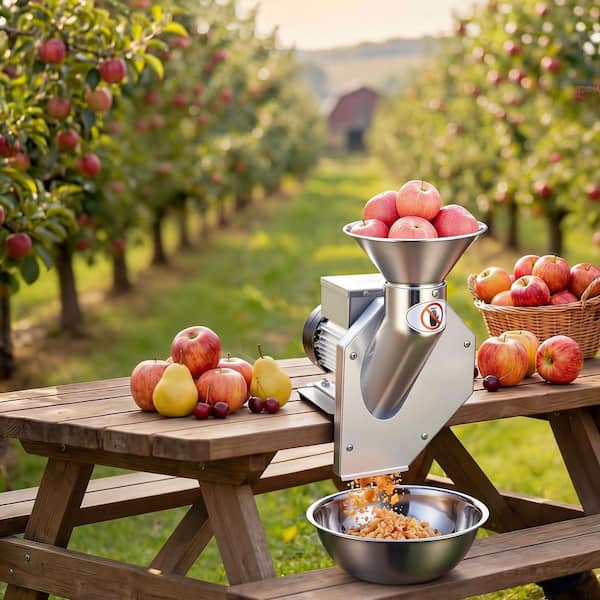 550 Watts Electric Fruit Apple Crusher Desktop Crushing Machine, Grinds Whole Apples Up to 2.76 in. Dia 60 KG/H Capacity