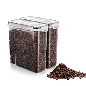 (2-Pack) Airtight Coffee Bean Storage Container Set in Clear Plastic with Easy-Access Lids