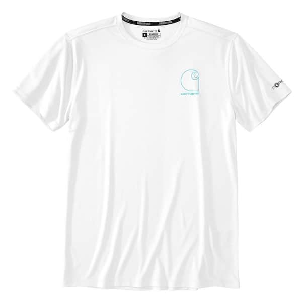 Carhartt Men's X-Large White Polyester Force Sun Defender Lightweight Short-Sleeve Logo Graphic T-Shirt