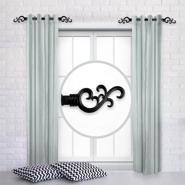 Rod Desyne Madeline 12 in. - 20 in. L Adjustable 1 in. Dia Single Side Window Curtain Rod in Black (Set of 2)