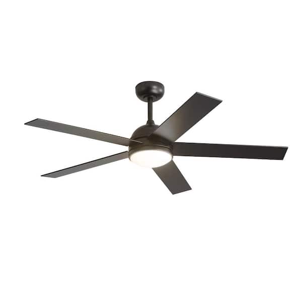 52 in. Black Farmhouse Indoor/Outdoor Ceiling Fan with Light and Remote for Living Room, Reversible Quiet DC Motor,3CCT