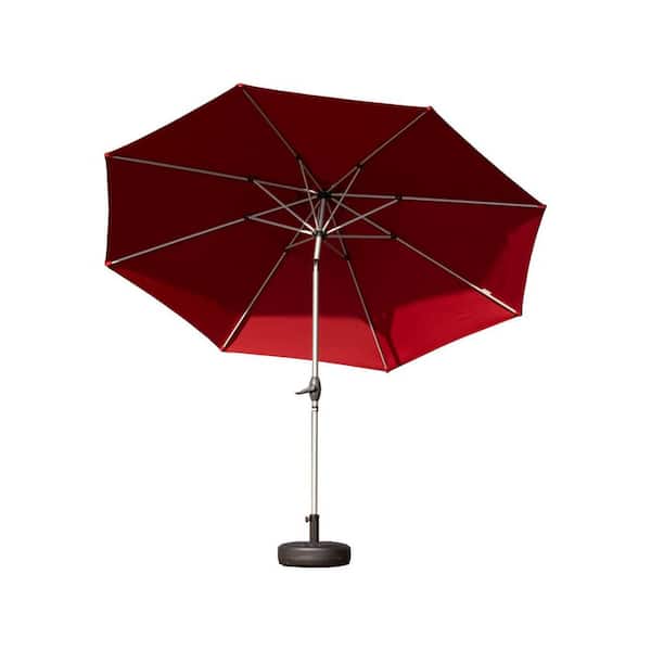 Unbranded 10 ft. Aluminium Outdoor Market Table Patio Umbrella with Button Tilt, Crank and 8 Sturdy Ribs for Garden in Red