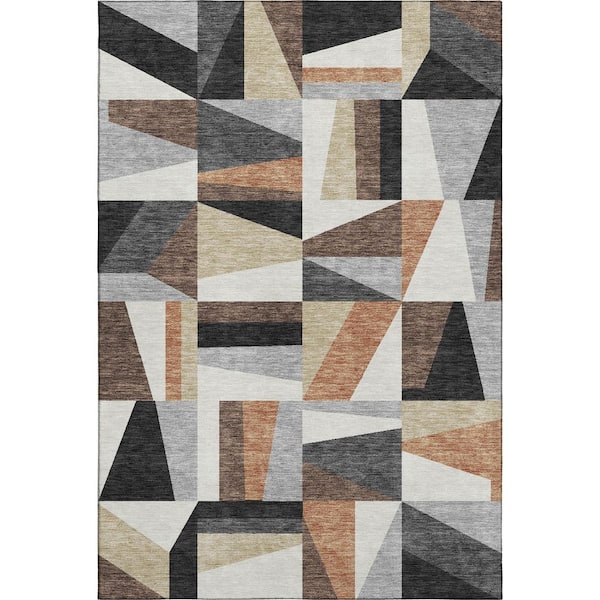 Mayfield Premium Machine Washable Abstract AMF2327 Gray 8 ft. x 10 ft. Area Rug