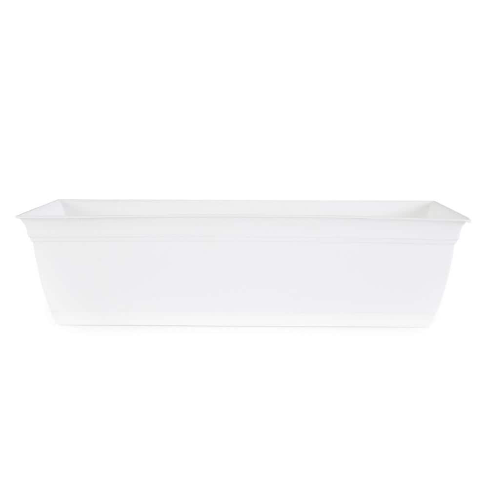 Eclipse 24" White Rectangular Indoor/Outdoor Planter with Removable Saucer