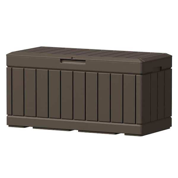 82 Gal. Large Dark Brown Weatherproof Resin Deck Box with Lockable Lid