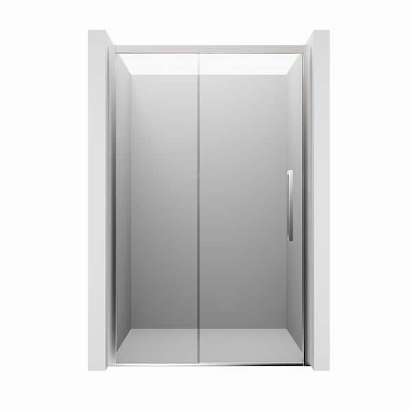 VANITYFUS 48 in. W x 76 in. H Sliding Framed Shower Door in Chrome with 8 mm Thick Tempered Clear Glass and Adjustable Track