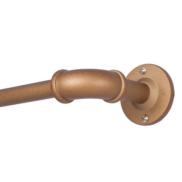 Sun Zero Bronn Industrial Blackout 66 in.-120 in. Adjustable Single Wrap Around Curtain Rod 3/4 in. Diameter in Aged Brass