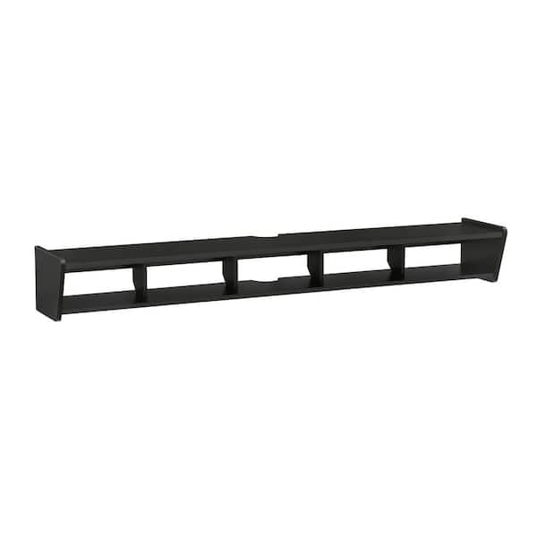 65 in. Solid Black Wood Modern Floating TV Stand with Divided Shelf Fits TVs up to 70 in.