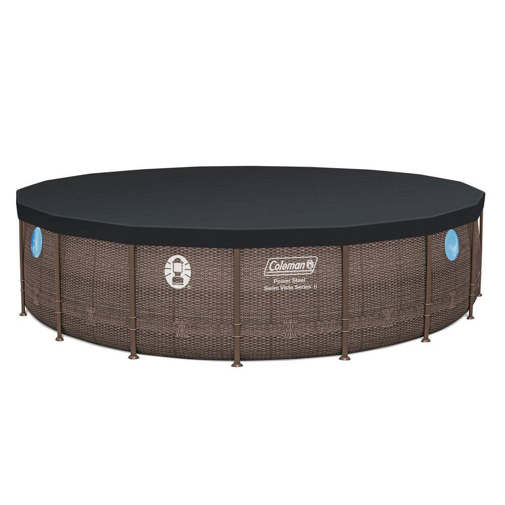 Power Steel Swim Vista 18 ft. Round 48 in. Deep Metal Frame Pool Set
