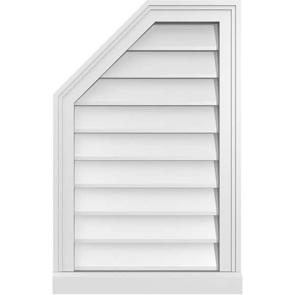 Ekena Millwork 18 in. x 28 in. Octagonal Surface Mount PVC Gable Vent: Decorative with Brickmould Sill Frame