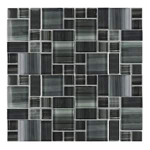 Handicraft Multifinish Blue Gray 12 in. x 12 in. Versailles Mosaic Stained Glass Wall & Pool (10 Sq. Ft./Case)