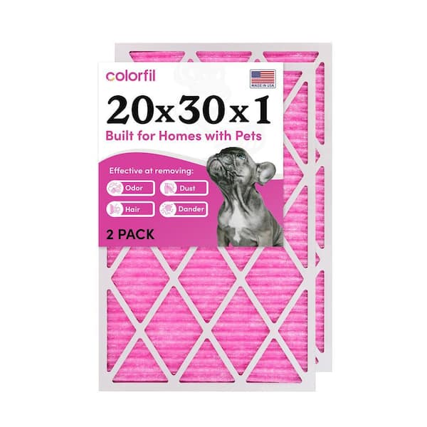 COLORFIL 20 in. x 30 in. x 1 in. Odor Removal and Color Changing Pleated Furnace Air Filter, MERV 8 (2-Pack)
