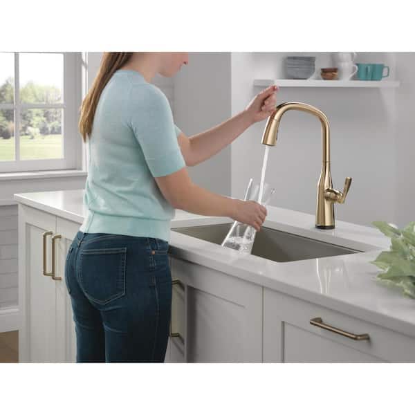 Stryke Gold Touch Single Handle Pull Down Sprayer Kitchen Faucet (Google Asst, Alexa Compatible) in Champagne Bronze