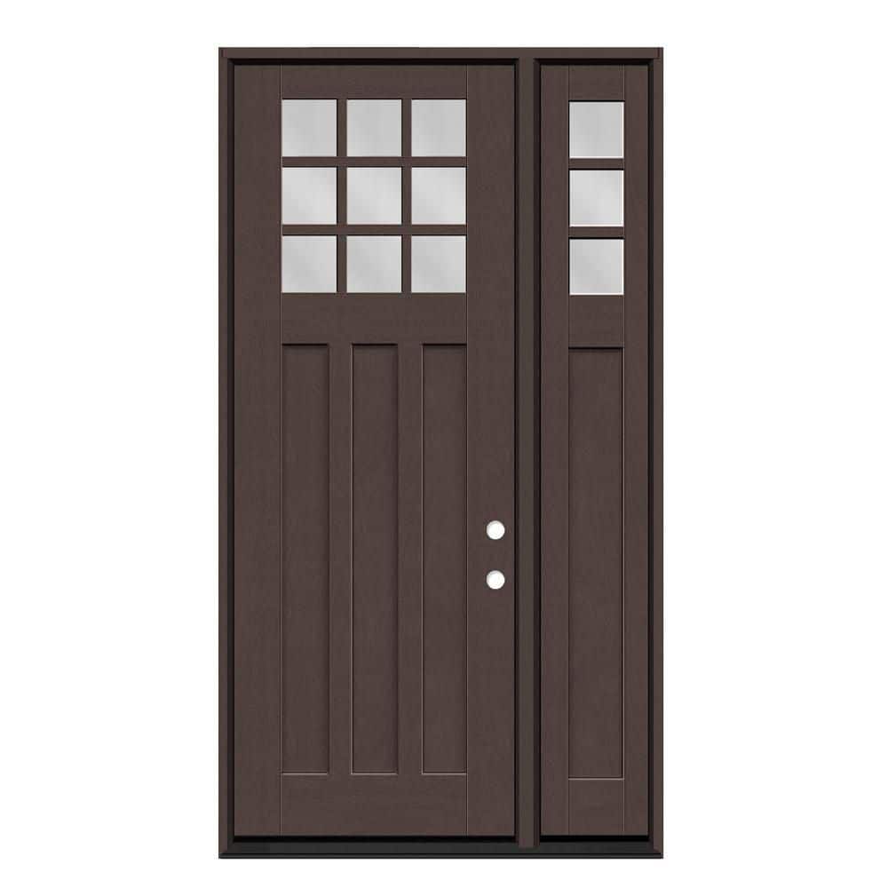 Regency 51 in. x 96 in. 1/4 9L-SDL Clear Glass LHIS Chestnut Fiberglass Prehung Front Door with 12 in.-1/4 Top SL 4-9/16 price history on PriceWatchPro