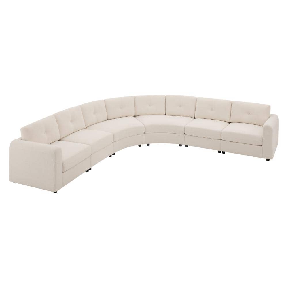 136.5 in. W Rolled Arm Boucle L-Shaped Sofa in Beige with Button Tufted Back price history on PriceWatchPro
