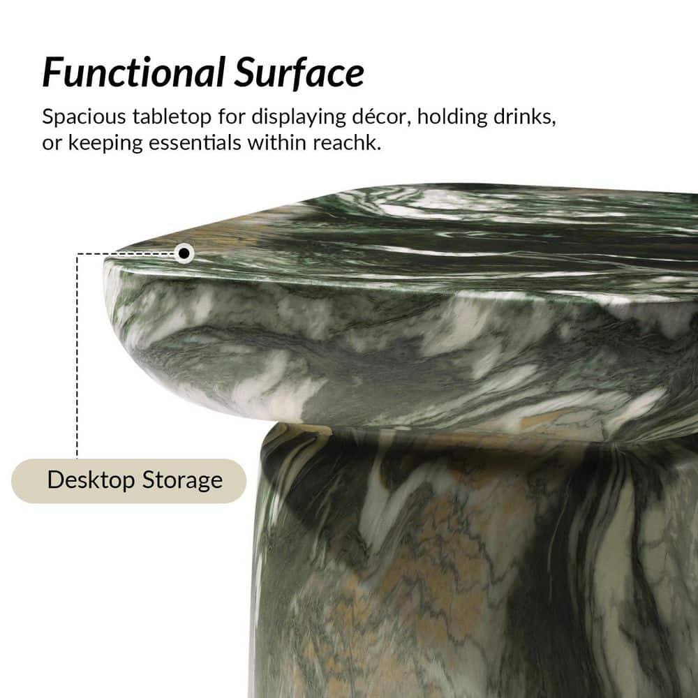 Alvarina 17.75 in. Beige Rectangle Concrete End Table - thumbnail 4